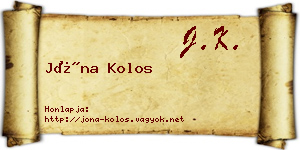 Jóna Kolos névjegykártya